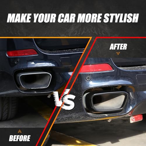 LLKUANG Car Tail Muffler Exhaust Pipe Output Cover Parts Compatible with BMW X5 F15 2014-2018 X6 F16 2015-2019 Stainless Steel Car Tail Pipe Trim Cover(for M Sports Version) - Image 2