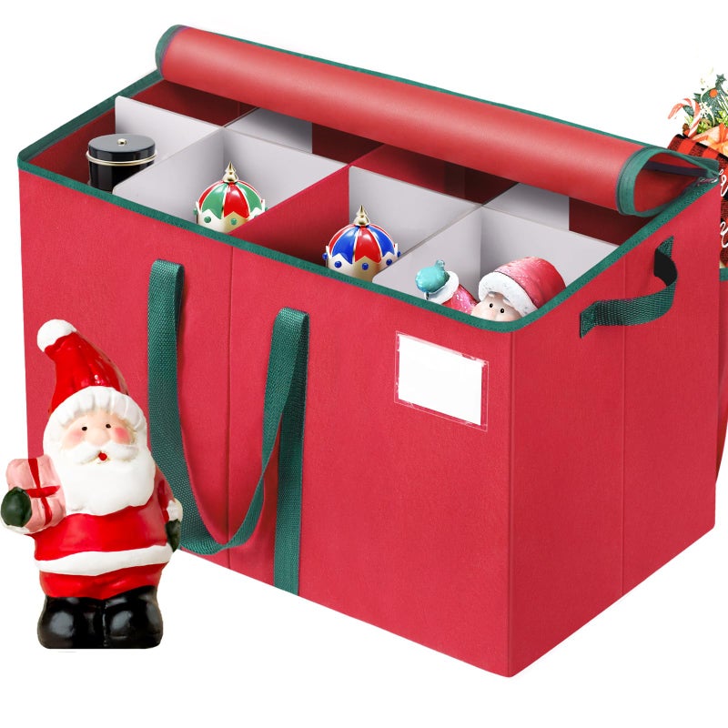 EverMerry Nutcracker Storage Containers and Figurine Collectibles Storage Boxï¼Œ Large Ornament Storage Organizer Stores Up to 8 Holiday Christmas Nutcrackers Figurines-Carolers Ornaments Red/15 Inches - Image 1
