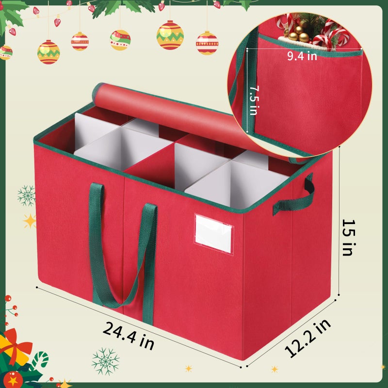 EverMerry Nutcracker Storage Containers and Figurine Collectibles Storage Boxï¼Œ Large Ornament Storage Organizer Stores Up to 8 Holiday Christmas Nutcrackers Figurines-Carolers Ornaments Red/15 Inches - Image 2