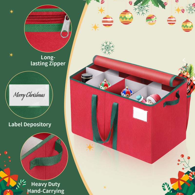 EverMerry Nutcracker Storage Containers and Figurine Collectibles Storage Boxï¼Œ Large Ornament Storage Organizer Stores Up to 8 Holiday Christmas Nutcrackers Figurines-Carolers Ornaments Red/15 Inches - Image 3