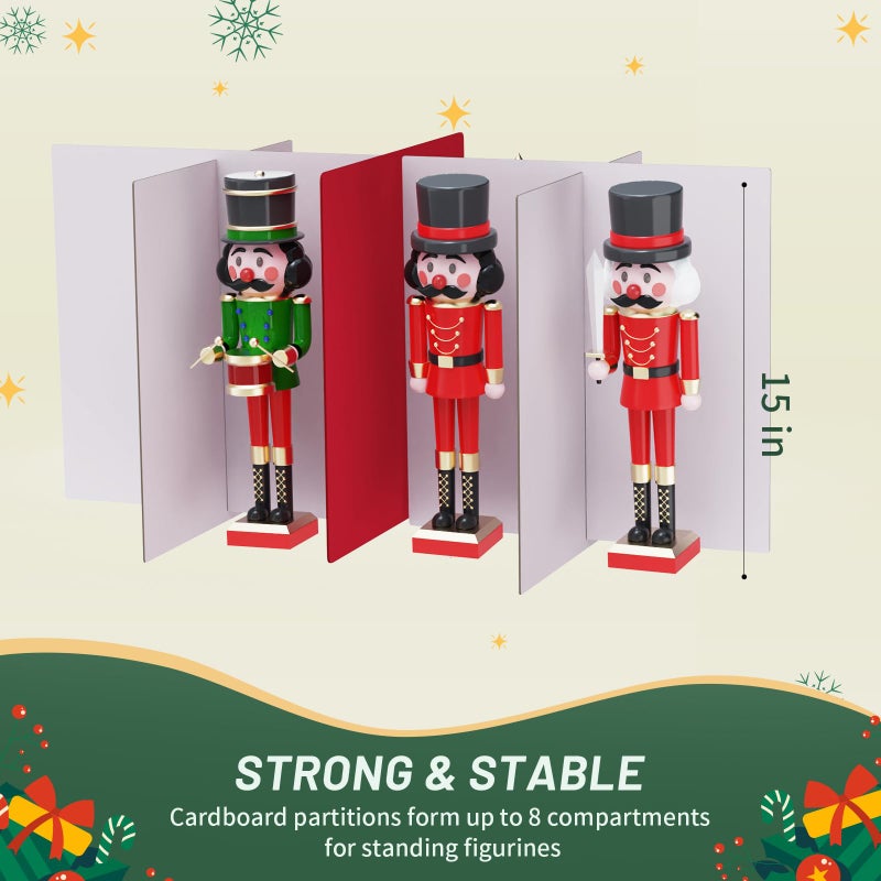 EverMerry Nutcracker Storage Containers and Figurine Collectibles Storage Boxï¼Œ Large Ornament Storage Organizer Stores Up to 8 Holiday Christmas Nutcrackers Figurines-Carolers Ornaments Red/15 Inches - Image 5