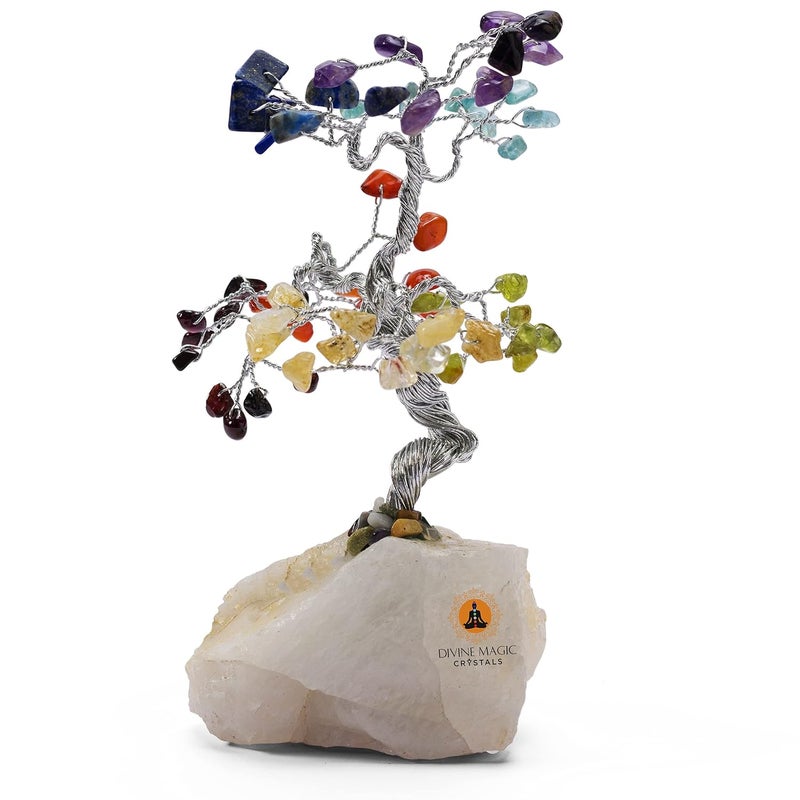 Divine Magic 7 Chakra Handmade Gemstone Money Crystal Tree for Living Room