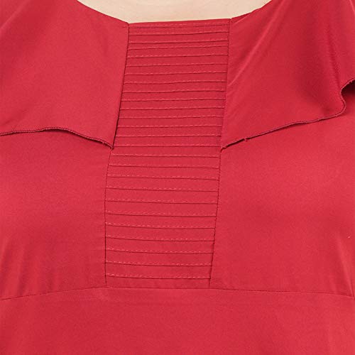 Indietoga Women's Plus Size Maroon Solid Long Maxi Dress (5XL) - Image 3