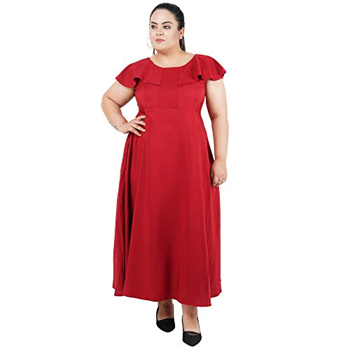 Indietoga Women's Plus Size Maroon Solid Long Maxi Dress (5XL) - Image 1