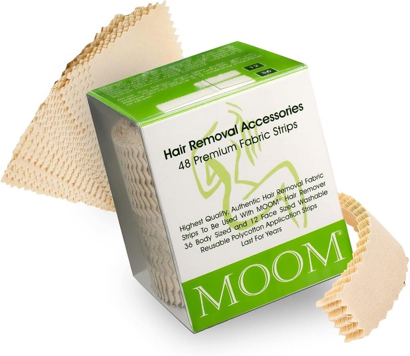 Moom Waxing Strips for Women (48 Count) Polycotton, Specially Engineered for Maximum Hair Removal – Perfect for Bikini, Leg, Eyebrow, Body & Face Wax