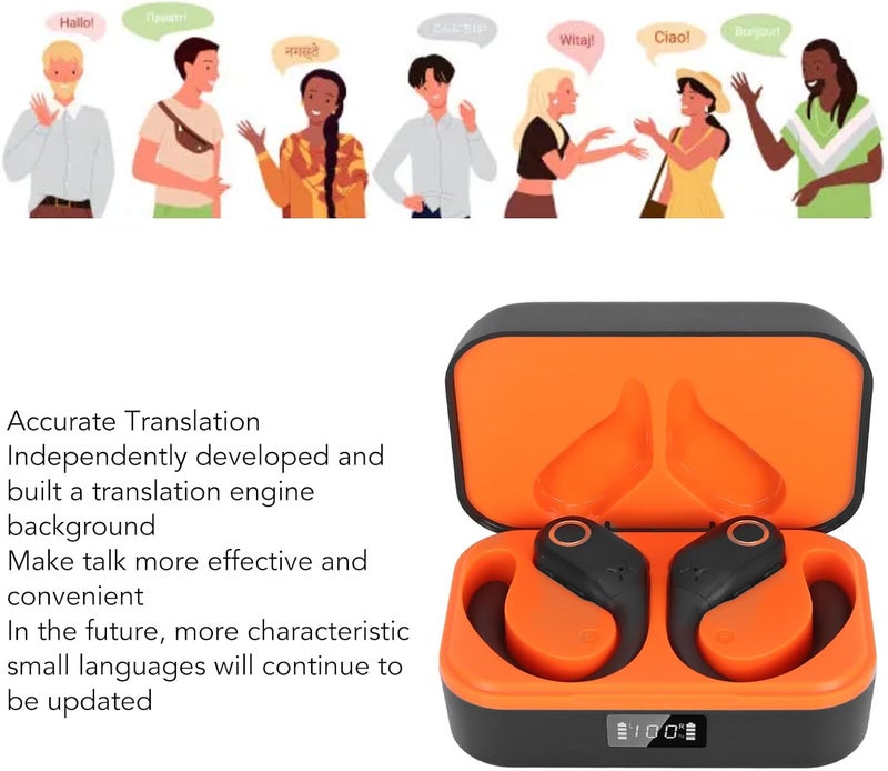 سماعات ZJchao Voice Translator، سماعات ترجمة تدعم 144 لغة بترجمة ثنائية الاتجاه وتقليل الضوضاء للاستخدام أثناء السفر أو الدراسة (سوداء) - Image 5