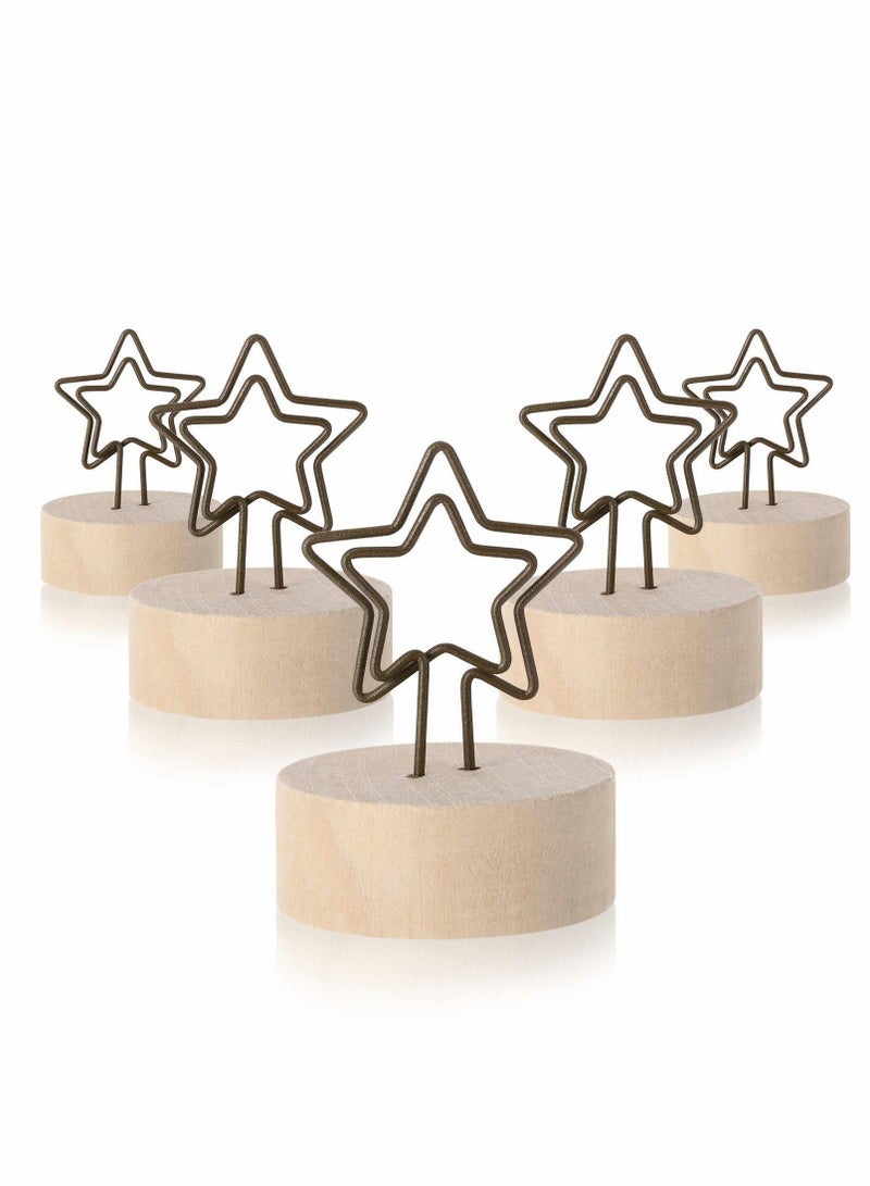 Excefore Wooden Base Card Holder Antique Wire Picture Holder Decorative Card Holder Picture Memo Notes Photo Holder - Image 1