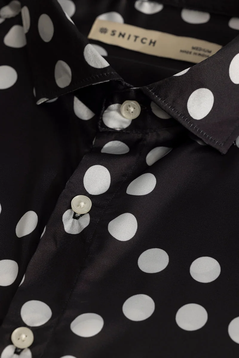 SNITCH Dotique Black Silky Satin Shirt
