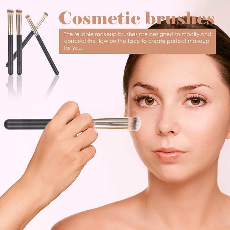LABRIMP 4pcs Concealer Makeup Brushes with Wooden Handle, Angled Concealer and Nose Contour Brushes for Women, Skin-friendly Cosmetic Tools for Precise Foundation and Face Makeup - Image 3