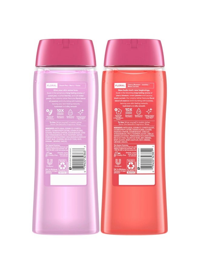 Suave - Suave Body Wash Variety 2-Pack, Sweet Pea & Violet + Wild Cherry Blossom - Gentle Body Washes with Floral Blend Oil Essence, 18 Oz Ea - Image 1