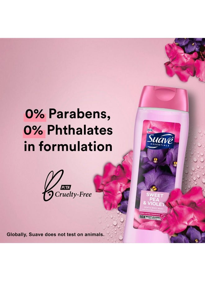 Suave - Suave Body Wash Variety 2-Pack, Sweet Pea & Violet + Wild Cherry Blossom - Gentle Body Washes with Floral Blend Oil Essence, 18 Oz Ea - Image 1