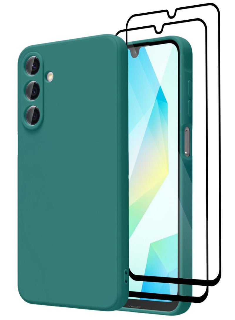 CATANES 3Packs Liquid Silicone Case for Samsung Galaxy A16 Protective Phone Case with Soft Anti-Scratch Microfiber Lining Utra Slim Drop Protection Phone Cover with Two 3D Screen Protectors - Green - Image 1