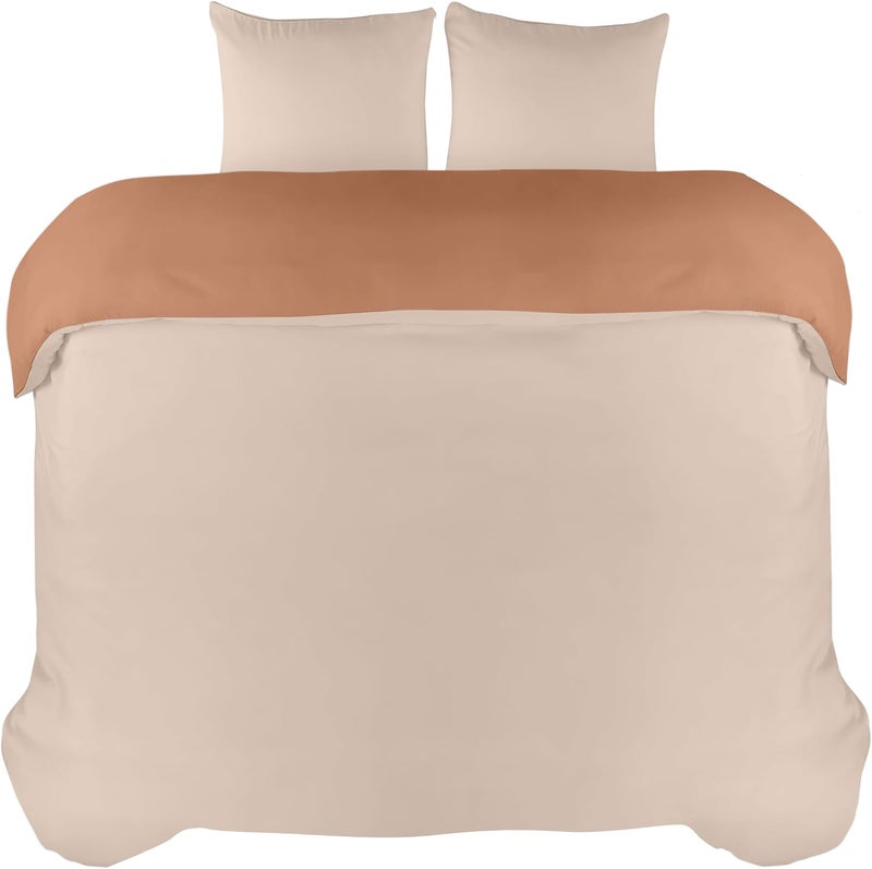 Utopia Bedding Duvet Cover Double - Soft Microfibre Polyester Duvet Cover with Pillow cases - Bedding Quilt Cover Set (Tan/Off White) - Image 4