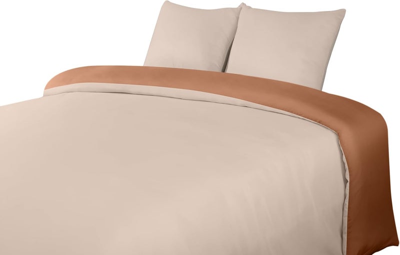 Utopia Bedding Duvet Cover Double - Soft Microfibre Polyester Duvet Cover with Pillow cases - Bedding Quilt Cover Set (Tan/Off White) - Image 3