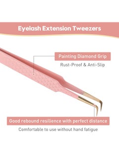 Ms.Queen Ms.Queen 90 Degree Lash Tweezers for Eyelash Extensions, Precision Fiber Tip Grip Mega Volume Lash Tweezers  - Image 4