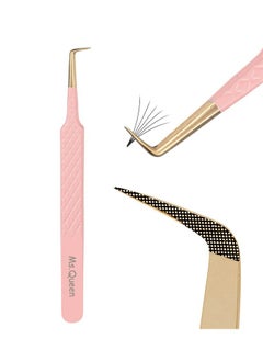 Ms.Queen Ms.Queen 90 Degree Lash Tweezers for Eyelash Extensions, Precision Fiber Tip Grip Mega Volume Lash Tweezers  - Image 1