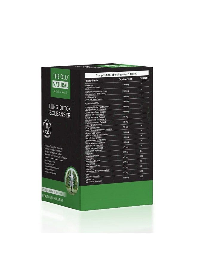 The Old Natural The Old Natural Lungs Detox for Smokers & Pollution - 19-in-1 Formula with Marshmallow Leaf, Quercetin, Nettle, Vasaka & More - Removes Tar & Mucus (Pack of 1-60 Tablets)  - Image 3