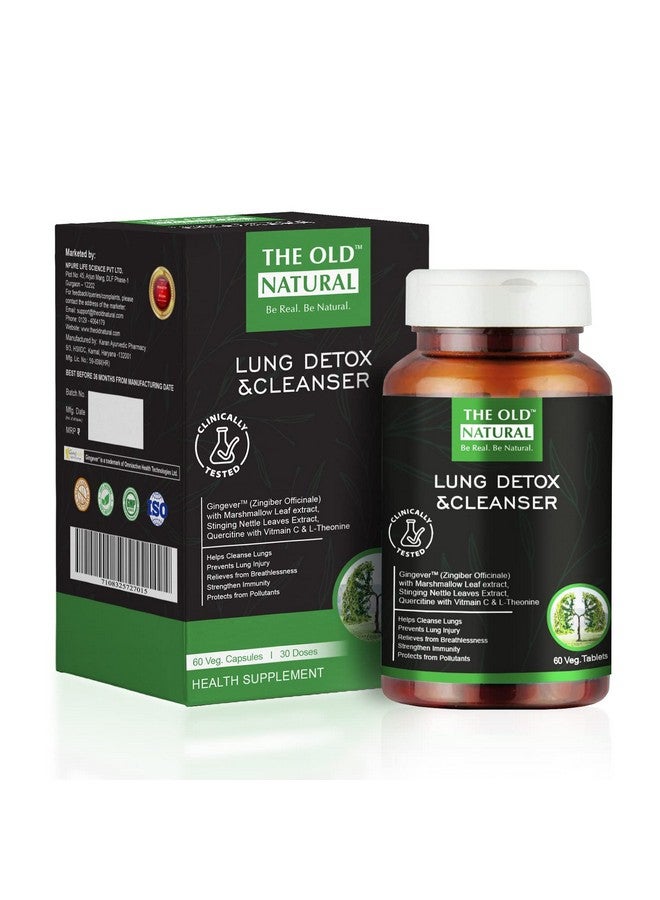 The Old Natural The Old Natural Lungs Detox for Smokers & Pollution - 19-in-1 Formula with Marshmallow Leaf, Quercetin, Nettle, Vasaka & More - Removes Tar & Mucus (Pack of 1-60 Tablets)  - Image 1