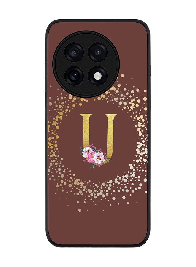 Stylizedd For OnePlus 13R / Ace 5 Pro Case,Slim fit Camera Protection, Shockproof Thin Phone cover  - Custom Monogram Floral - U  (Brown )