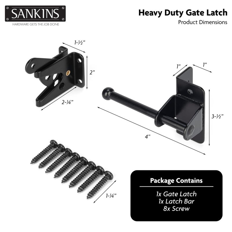 SANKINS Self-Locking Gate Latch for Wooden Fence Gate Heavy Duty, Post Mount Automatic Gravity Lever Gate Fence Door Latches for Wooden Fence Secure Pool Garden Shed, Black - Image 2