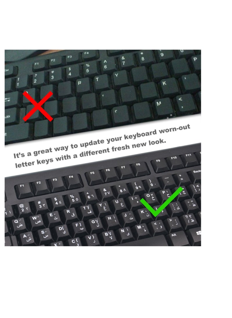 Captaintech 2PCS Pack Arabic Keyboard Replacement Stickers - Black Background With White Letters for Computer, Laptop, Notebook, Arabic Keyboard Sticker ﻿  - Image 5