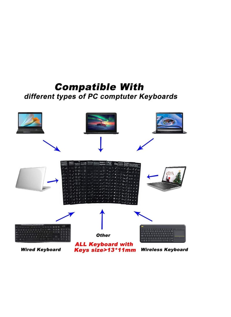 Captaintech 2PCS Pack Arabic Keyboard Replacement Stickers - Black Background With White Letters for Computer, Laptop, Notebook, Arabic Keyboard Sticker ﻿  - Image 2