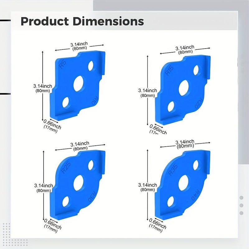 Blue Woodworking Round Corner Positioning Template R5 R40 Wear Resistant Plastic Precision Chamfering Edging Tool - Image 3