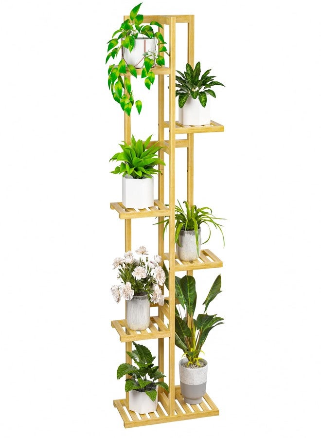 ROMGUAR CRAFT 6 Tier Bamboo Plant Stand Indoor, Wood Tall Flower Holder Corner Tiered Plant Shelf for Multiple Plants (Natural) - Image 1