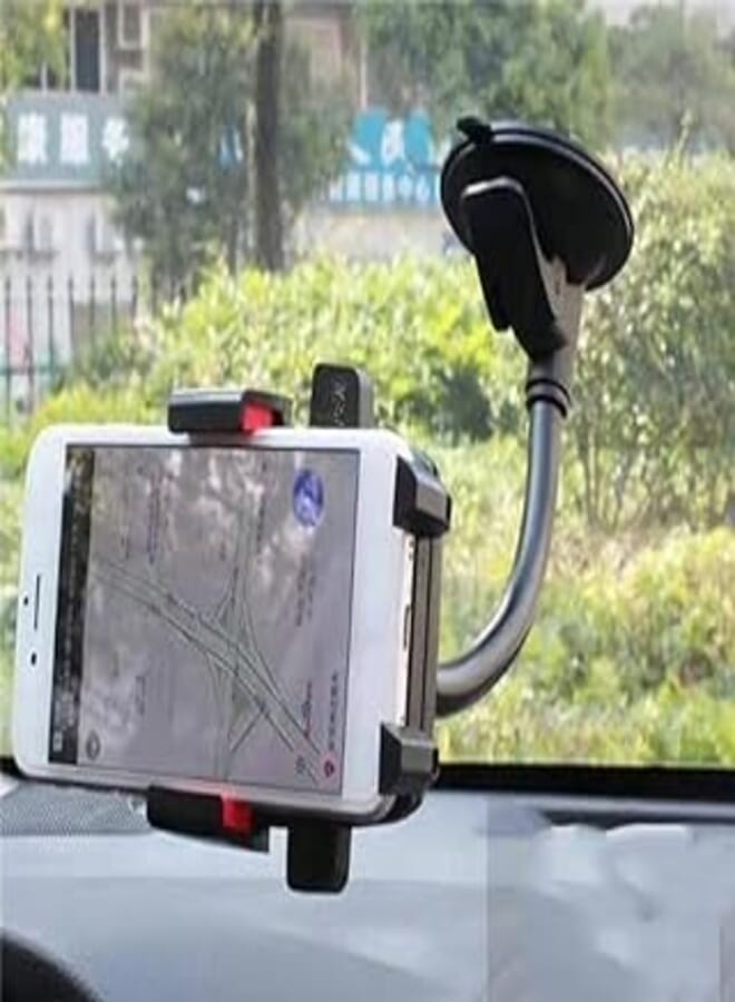 Holder Mobile and Car Phone Holder, Hood on Dashboard or Car Glass, 360 Degree Rotation Long Arm Adjustable for Suitable Position Compatible with All Phones Design Bat ? Man Red - By Kaber Egypt 2020 