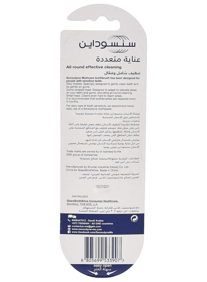 سنسوداين فرشاة أسنان متعددة العناية متوسطة الحجم - عبوة من قطعتين، متعددة الألوان - Image 2