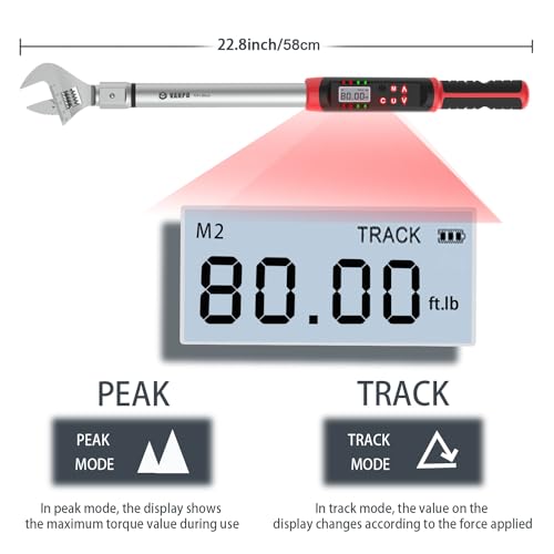 VANPO Hvac Torque Wrench 5-99.6 ft.lb/6.8-135 N.m, 14×18 mm Open End, 38 mm Adjustable Jaw, Accuracy ±2%, LED and Buzzer Notification, Adjustable Torque Wrench for Mini Split AC, Pipeline - Image 3