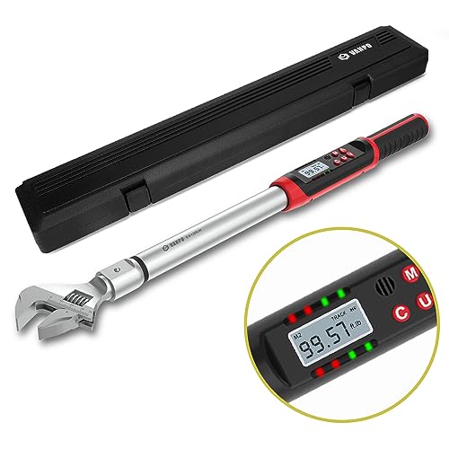 VANPO Hvac Torque Wrench 5-99.6 ft.lb/6.8-135 N.m, 14×18 mm Open End, 38 mm Adjustable Jaw, Accuracy ±2%, LED and Buzzer Notification, Adjustable Torque Wrench for Mini Split AC, Pipeline - Image 1