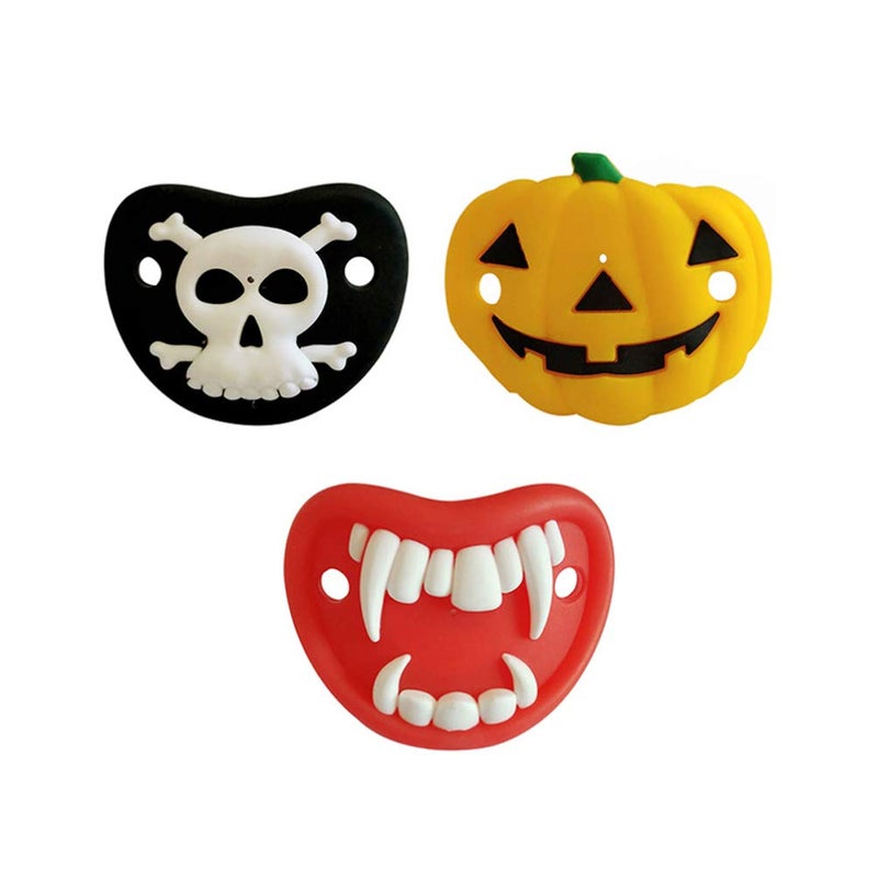 TOYANDONA 3pcs Baby Pacifiers Halloween Elements Design Pumpkin Skeleton Vampires Fangs Shaped Pacifier for Baby Toddlers Infants - Image 2