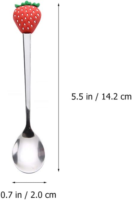 Hemoton 4PCS Creative Strawberry Shaped Fork and Spoon Set for Eating Desserts Fruits and MoreStainless Steel Dinner Forks and SpoonsStrawberry Tableware SetFruit Party Supplies - Image 2