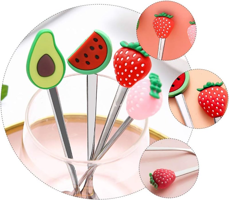 Hemoton 4PCS Creative Strawberry Shaped Fork and Spoon Set for Eating Desserts Fruits and MoreStainless Steel Dinner Forks and SpoonsStrawberry Tableware SetFruit Party Supplies - Image 5