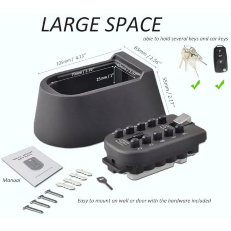 Key Lock Box with Combination Lock, Wall Mount Key Safe with 10-Digit Push Button Code, Outdoor and Indoor Hide-a-Key Lock Box for House, Garage, or Office Use - Image 2