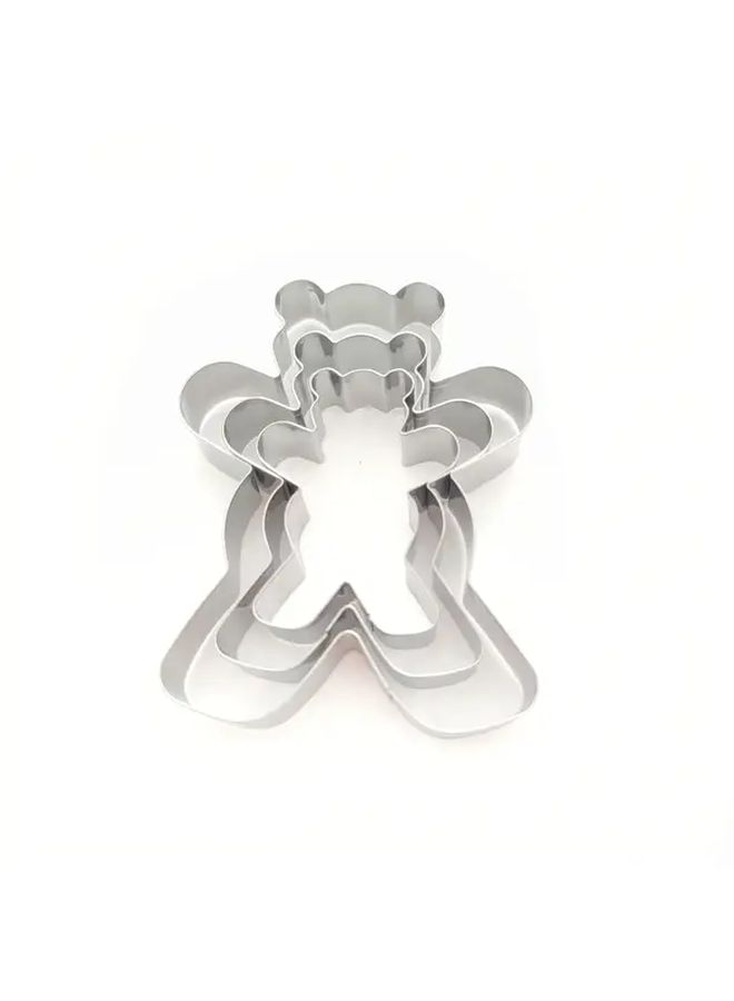 3pcs Bear Shaped Stainless Steel Cookie Cutter Set For Baking Fruit Vegetable Cutting Rust Resistant Food Grade Mold - Image 4