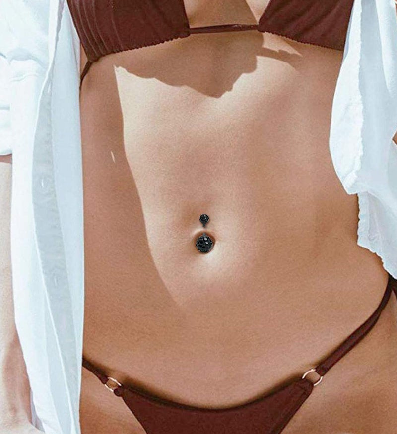 MODRSA Black Belly Button Ring Belly Rings for Women Surgical Steel Belly Piercing Black Navel Rings - Image 5