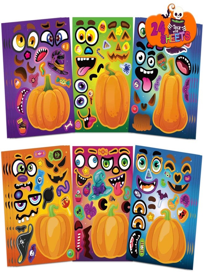 DUJAA Halloween Stickers for Kids 24 Sheets Make a Pumpkin Face Stickers Pumpkin Decorating Sticker, Halloween Party Games, Make Your Own Sticker Fall Autumn Thanksgiving Party Favors Crafts - Image 1