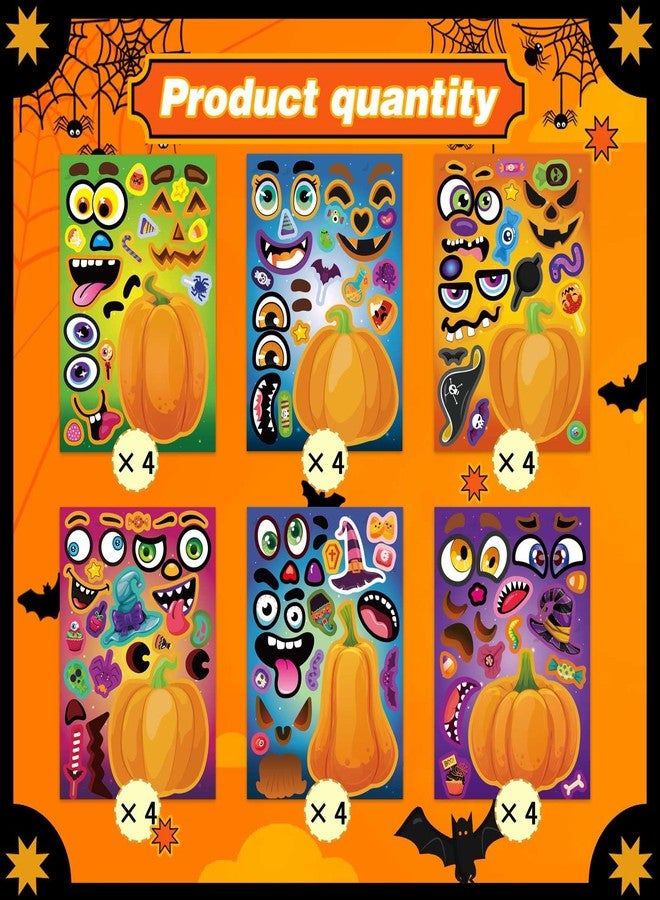 DUJAA Halloween Stickers for Kids 24 Sheets Make a Pumpkin Face Stickers Pumpkin Decorating Sticker, Halloween Party Games, Make Your Own Sticker Fall Autumn Thanksgiving Party Favors Crafts - Image 3