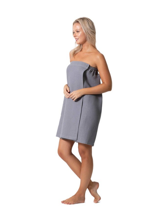 Robe Direct Quick Dry, Lightweight Waffle Spa/Bath Wrap with Adjustable Closure & Elastic Top (Gray, Small-Medium) - Image 5
