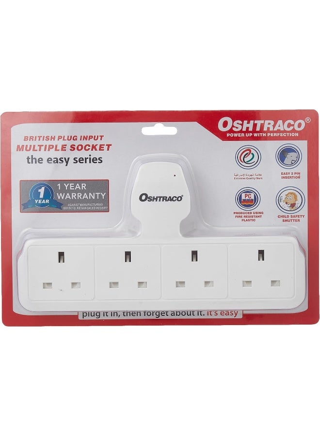 OSHTRACO مقبس أوشتراكو 4 طرق متعدد، أبيض - Image 2