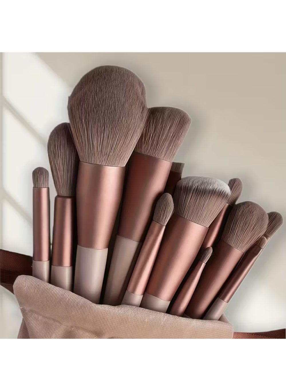 13 Pcs Professional Makeup Brush Set Essential Cosmetic Brushes for Face & Eyes Ultra-Soft Synthetic Fur Bristles for Foundation, Eye Shadow, Blush & Blending