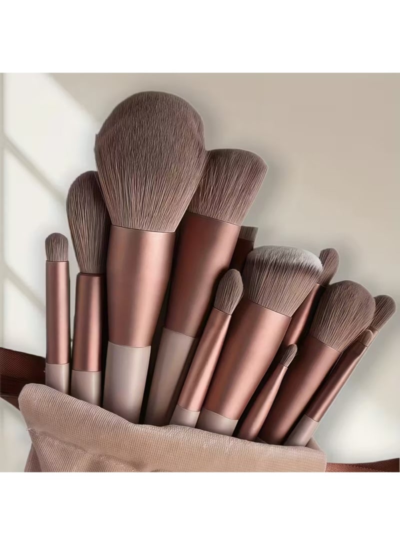 ZedAura 13 Pcs Professional Makeup Brush Set Essential Cosmetic Brushes for Face & Eyes Ultra-Soft Synthetic Fur Bristles for Foundation, Eye Shadow, Blush & Blending - Image 1