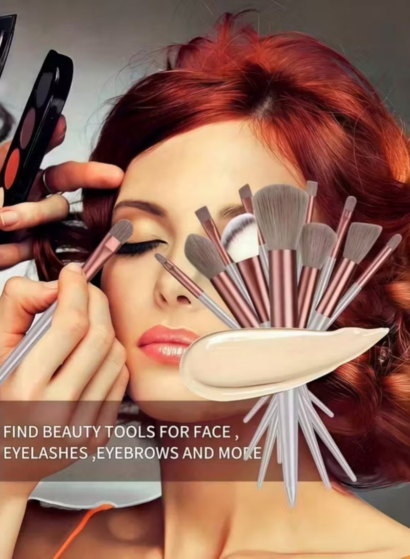 ZedAura 13 Pcs Professional Makeup Brush Set Essential Cosmetic Brushes for Face & Eyes Ultra-Soft Synthetic Fur Bristles for Foundation, Eye Shadow, Blush & Blending - Image 4