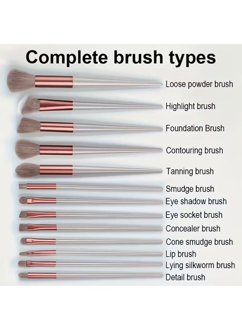 ZedAura 13 Pcs Professional Makeup Brush Set Essential Cosmetic Brushes for Face & Eyes Ultra-Soft Synthetic Fur Bristles for Foundation, Eye Shadow, Blush & Blending - Image 3