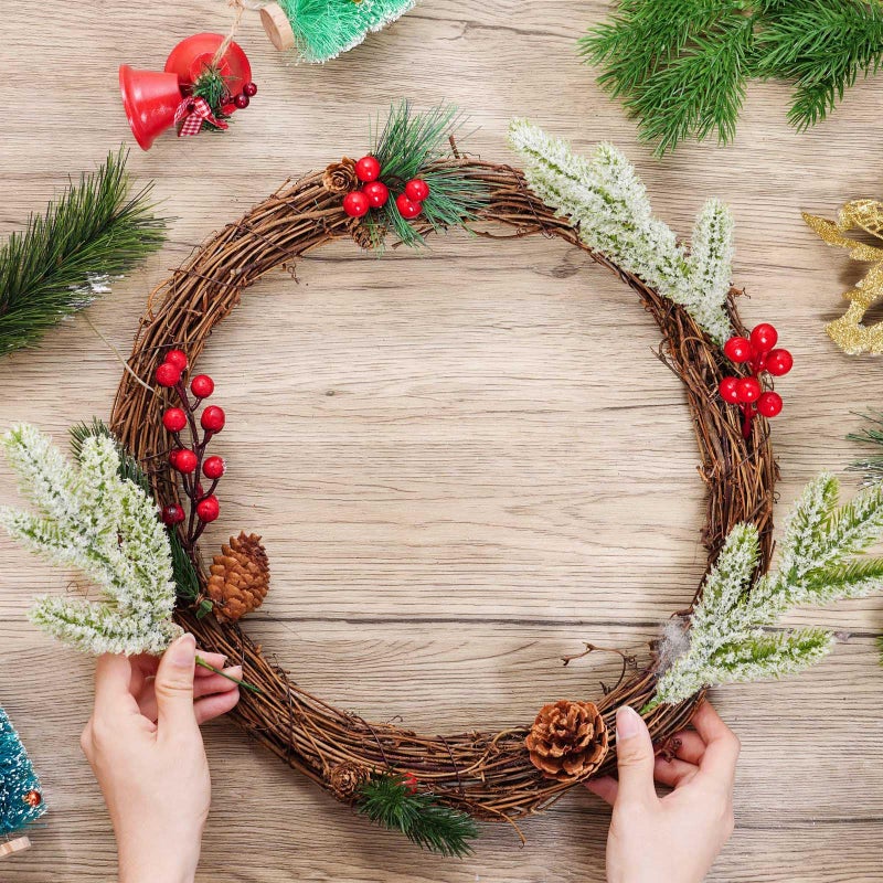 Marrywindix Grapevine Wreath Set, Marrywindix 1 Piece Natural Vine Branch Wreath Christmas DIY Rattan Wreath Garland for Christmas Holiday Craft Wedding Decor (14 in.) - Image 5