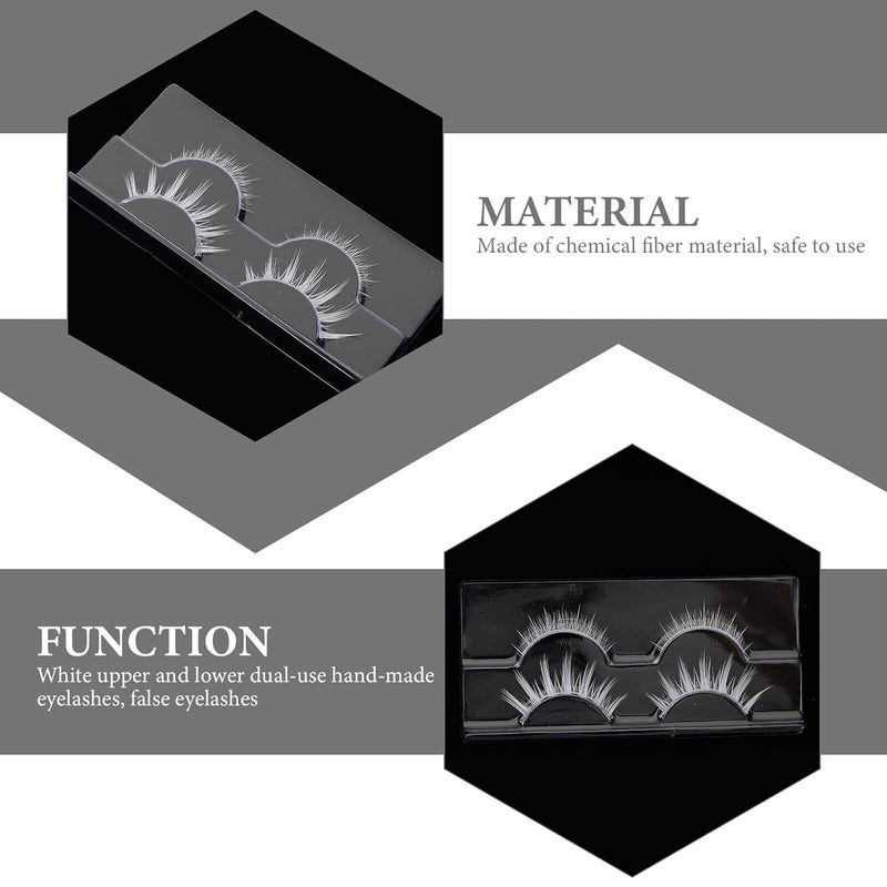 KICHOUSE 2 Pairs White Handmade Faux Lashes Reusable False Eyelashes for Women Natural Look Makeup Supplies Suitable for Daily and Performance Use - Image 3
