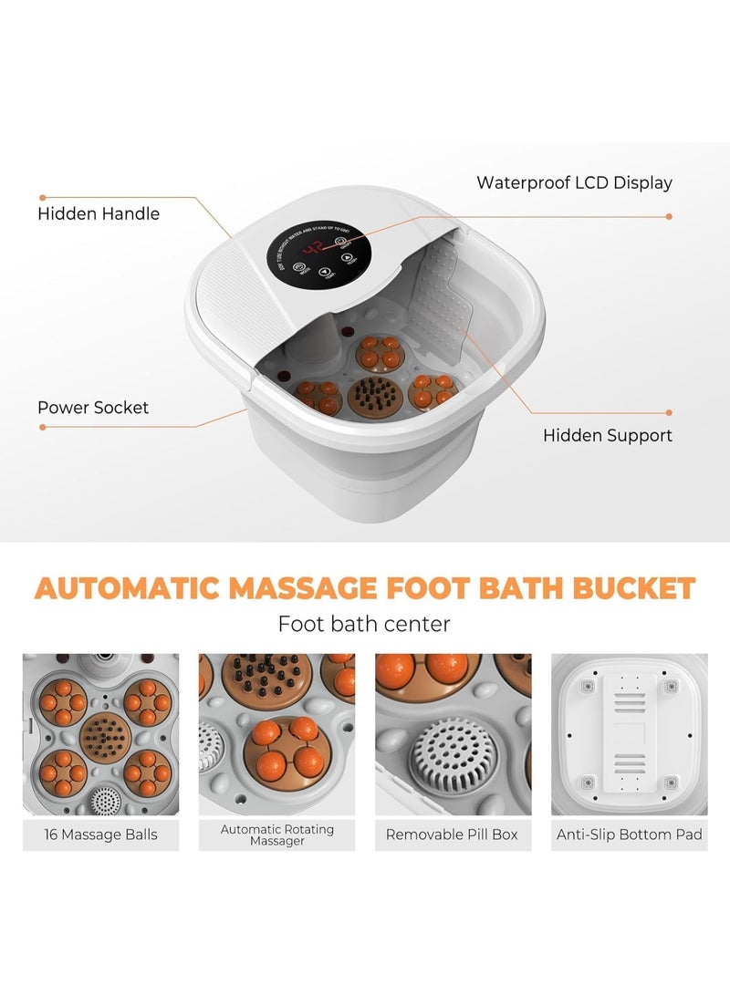 Bukela Foldable Foot Spa Bath Massager,Pedicure Foot Spa with Circulation Heat, Bubble,Temperature Control,Motorized Shiatsu Massage Balls, Foot Massage Rollers, Pedicure Soaking Tub with Waves - Image 4