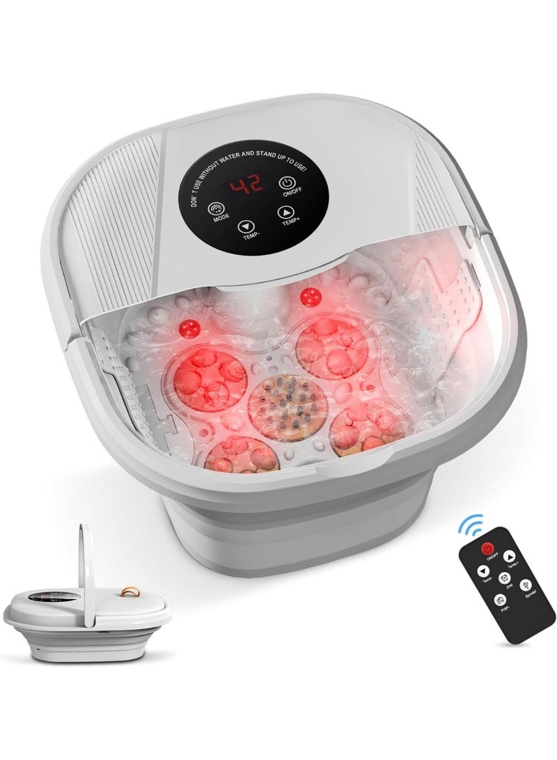 Bukela Foldable Foot Spa Bath Massager,Pedicure Foot Spa with Circulation Heat, Bubble,Temperature Control,Motorized Shiatsu Massage Balls, Foot Massage Rollers, Pedicure Soaking Tub with Waves - Image 1